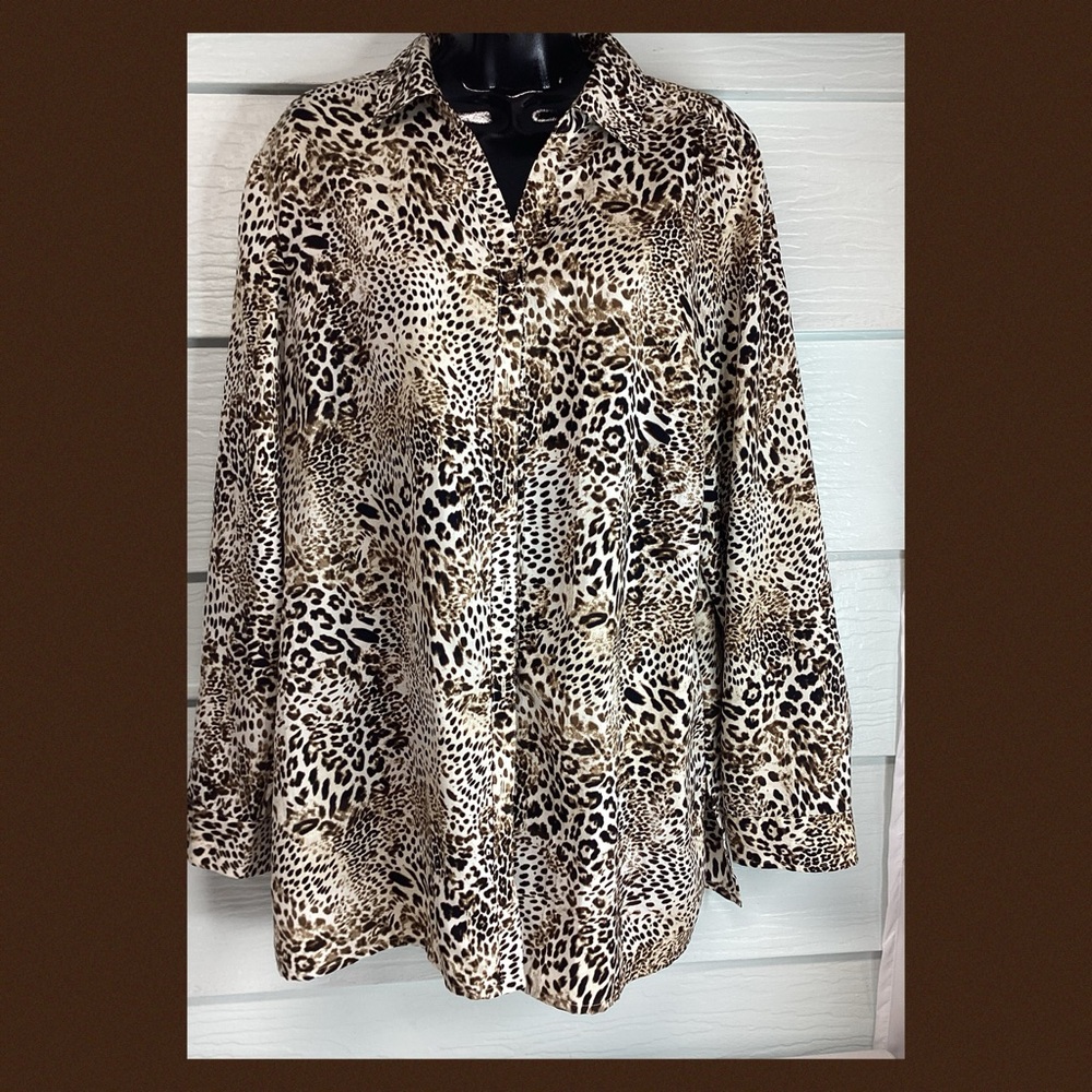 Chico's Brown and Black Boxy Button Down Shirt.24